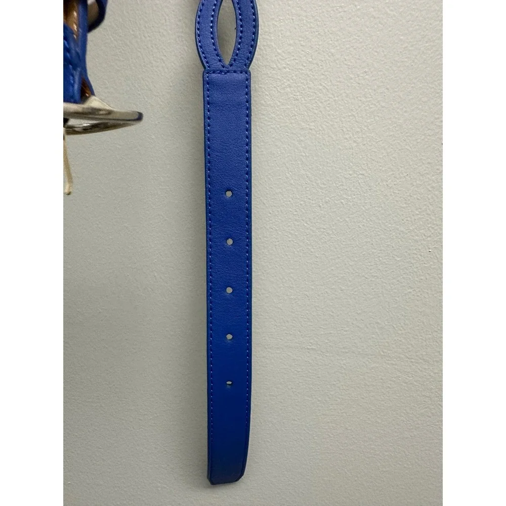 Talbots Blue Leather Belt Oval Buckle Boho Size Large CN4981